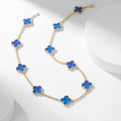 [：Polaidi Jewelry]CLOVER 10 MOTIFS BLUE AGATE NECKLACE