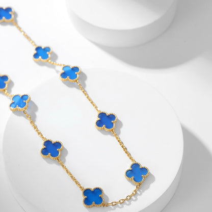 [Polaidi Jewelry]CLOVERS THE 10-MOTIFS BLUE AGATE NECKLACE