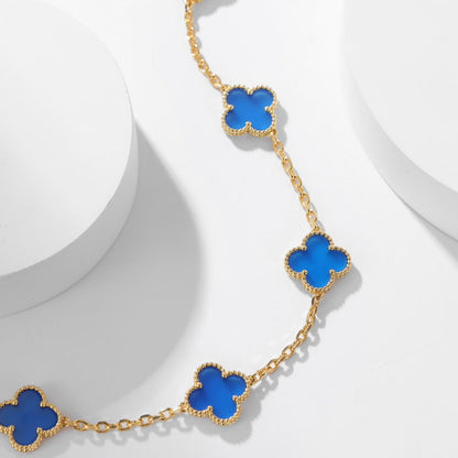 [：Polaidi Jewelry]CLOVER 10 MOTIFS BLUE AGATE NECKLACE
