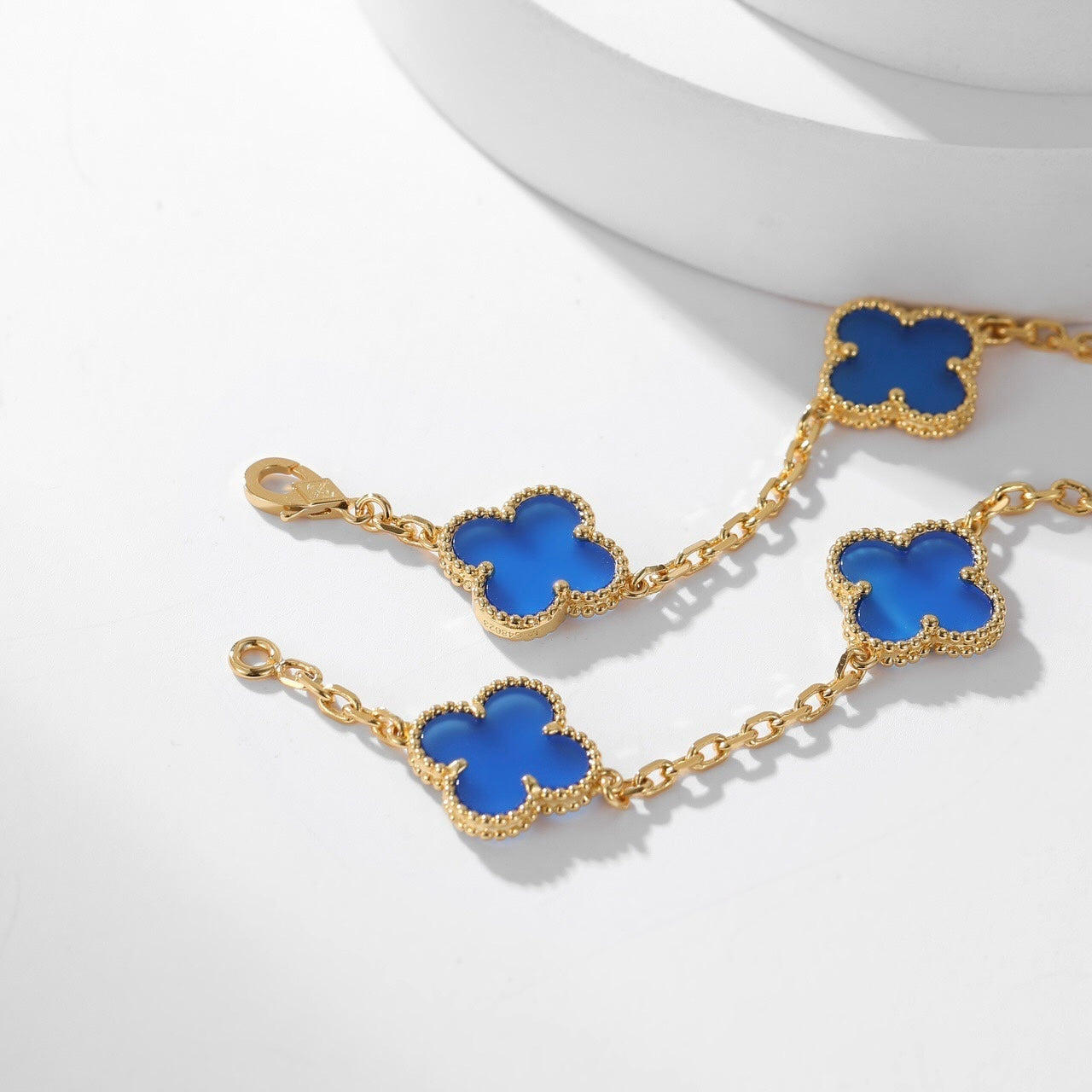 [Polaidi Jewelry]CLOVERS THE 10-MOTIFS BLUE AGATE NECKLACE