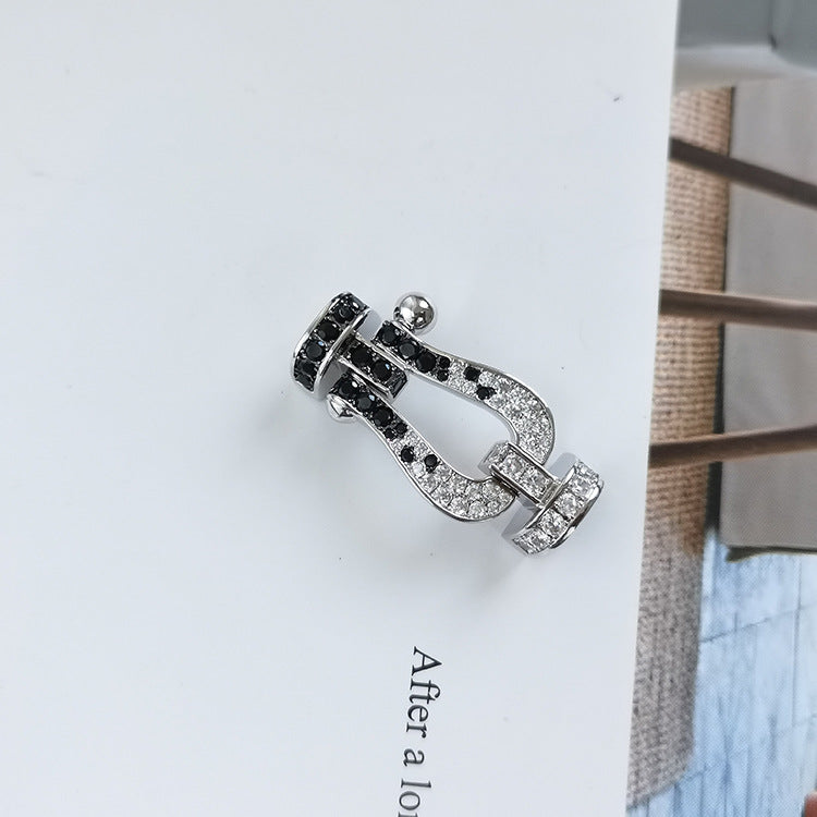 [：Polaidi Jewelry]FORCE LARGE HORSESHOE BLACK WHITE DIAMOND BRACELET ROSE GOLD