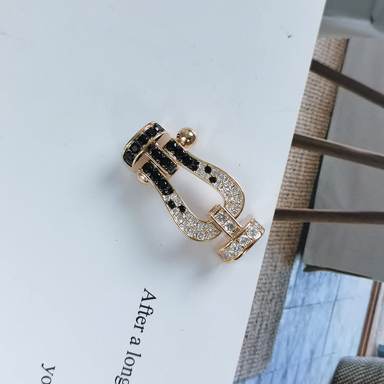 [：Polaidi Jewelry]FORCE LARGE HORSESHOE BLACK WHITE DIAMOND BRACELET ROSE GOLD