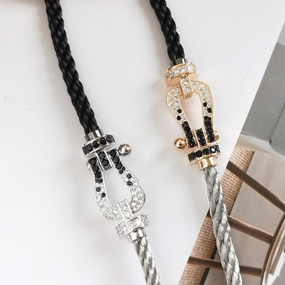 [Polaidi Jewelry]FORCE LARGE HORSESHOE BLACK WHITE DIAMOND BRACELET ROSE GOLD
