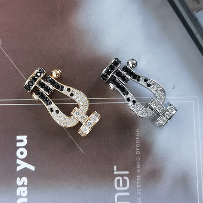 [Polaidi Jewelry]FORCE LARGE HORSESHOE BLACK WHITE DIAMOND BRACELET ROSE GOLD