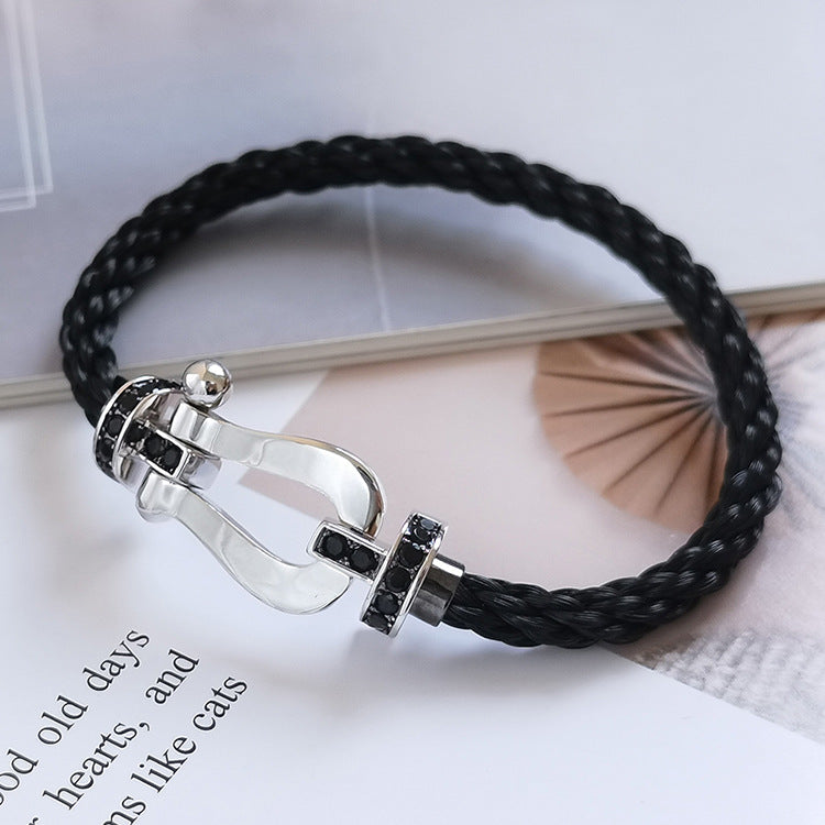 [：Polaidi Jewelry]FORCE LARGE HORSESHOE BLACK DIAMOND BRACELET SILVER