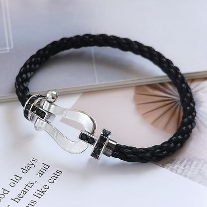 [：Polaidi Jewelry]FORCE LARGE HORSESHOE BLACK DIAMOND BRACELET SILVER