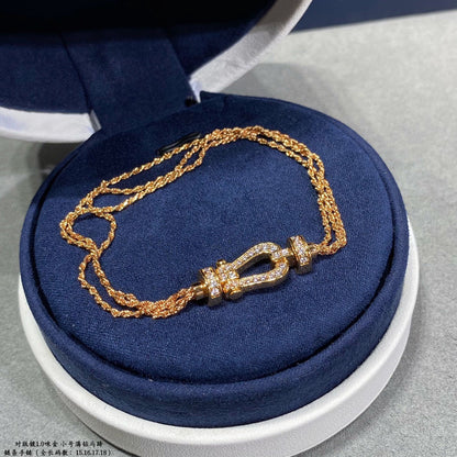 [：Polaidi Jewelry]FORCE SMALL HORSESHOE  DIAMOND CHAIN ROPE BRACELET