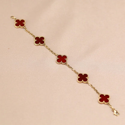 [Polaidi Jewelry] CLOVER 5 MOTIF RED CORNELIAN BRACELET COLLECTION