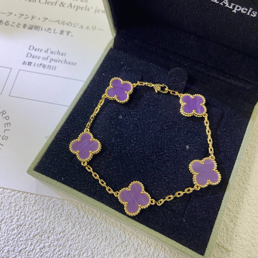 [：Polaidi Jewelry]CLOVER  5 MOTIFS  PURPLE VIOLET BRACELET