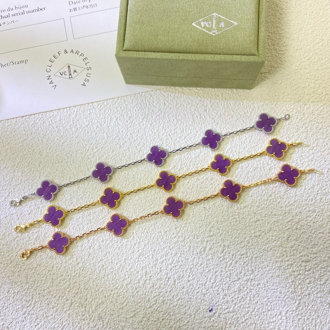 [Polaidi Jewelry]CLOVER  5 MOTIFS  PURPLE VIOLET BRACELET