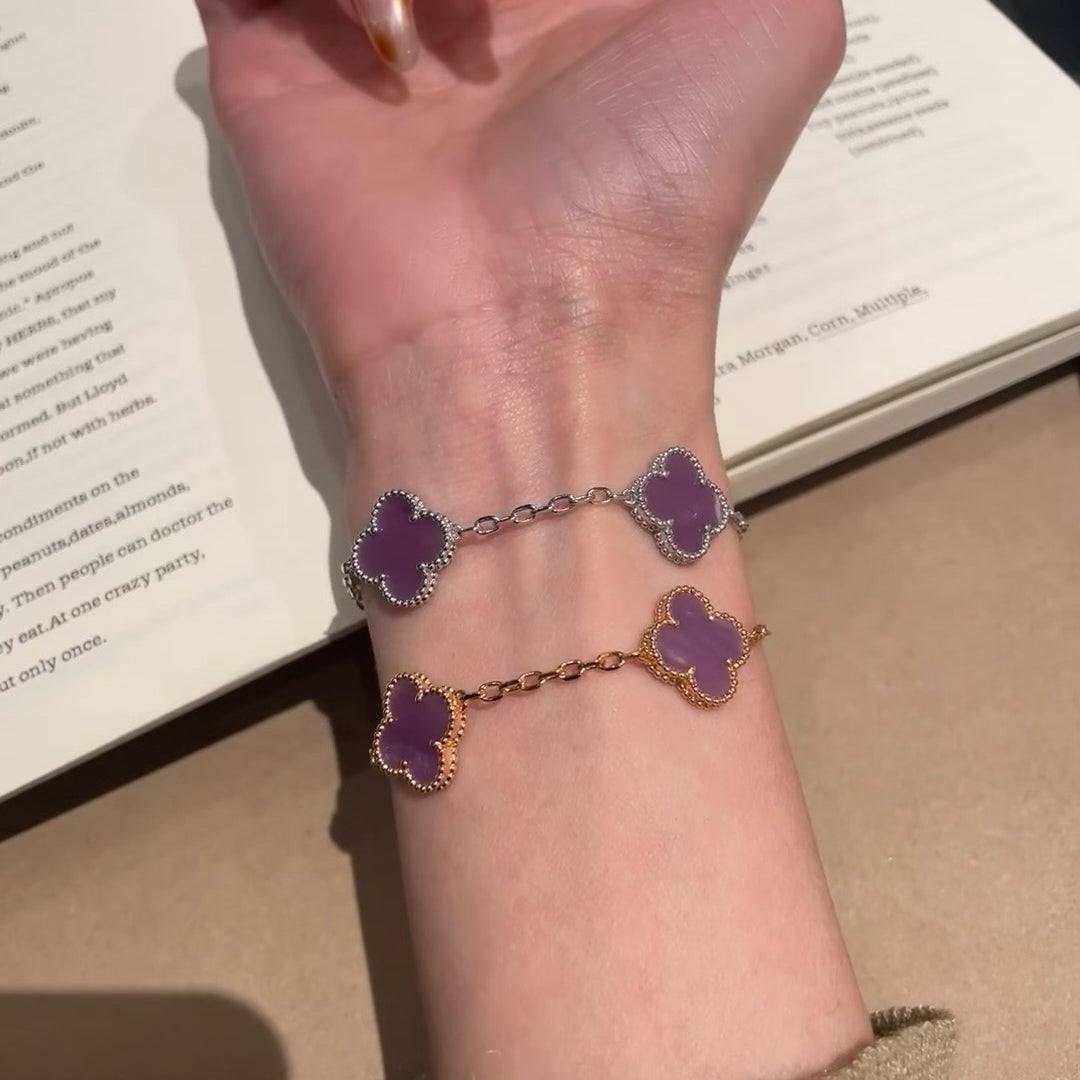 [：Polaidi Jewelry]CLOVER 5モチーフ パープルバイオレット ブレスレット