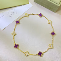 [Perlaura Jewelry ]CLOVER 10 MOTIFS  PURPLE VIOLET DIAMOND NECKLACE