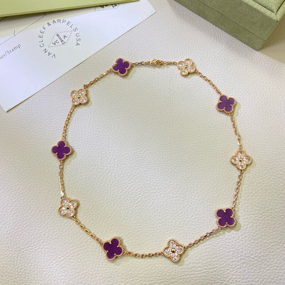 [Polaidi Jewelry]CLOVER 10 MOTIFS  PURPLE VIOLET DIAMOND NECKLACE