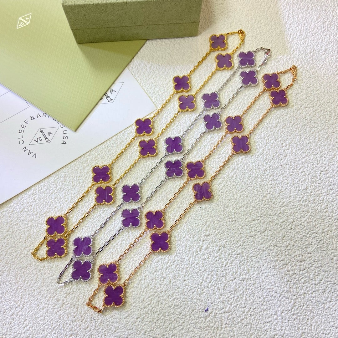 [Polaidi Jewelry]CLOVER 10 MOTIFS  PURPLE VIOLET  NECKLACE