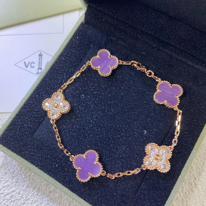 [Polaidi Jewelry] CLOVER 5 MOTIF VIOLET BRACELET COLLECTION