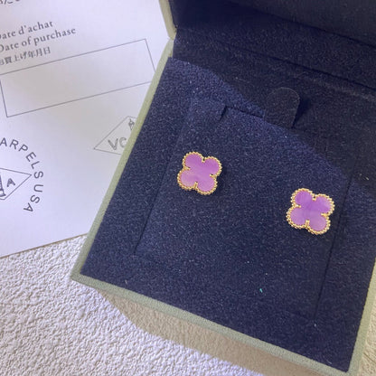 [Polaidi Jewelry]CLOVER MINI 9.5MM  PURPLE VIOLET EARRINGS