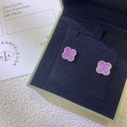 [Polaidi Jewelry]CLOVER MINI 9.5MM  PURPLE VIOLET EARRINGS