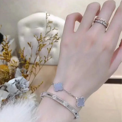 [Polaidi Jewelry] CLOVER 5 MOTIF PURPLE CHALCEDONY BRACELET COLLECTION