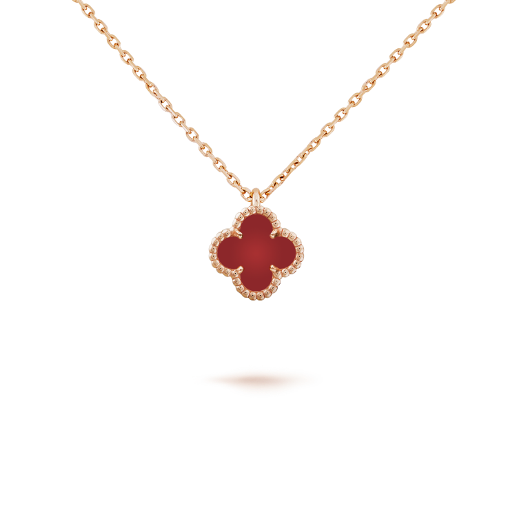 [Polaidi Jewelry]CLOVER MINI 9.5MM WHITE CARNELIANS NECKLACE