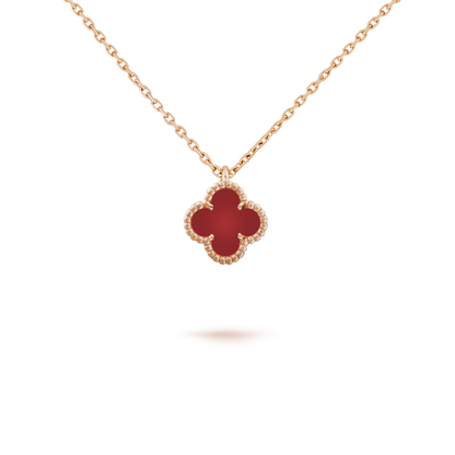 [：Polaidi Jewelry]CLOVER MINI 9.5MM WHITE CARNELIANS NECKLACE