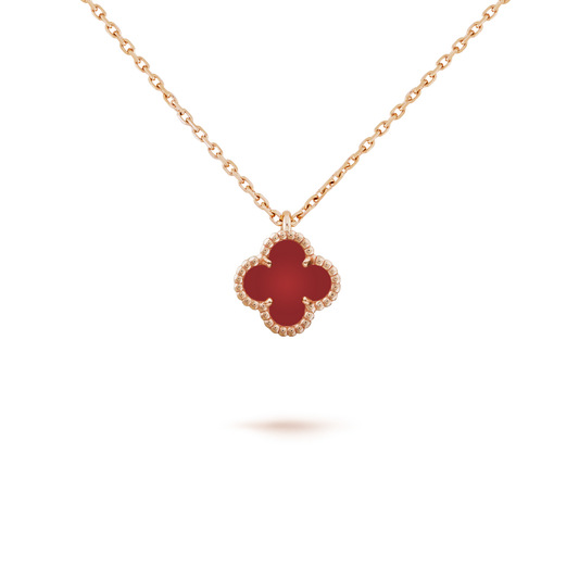 [：Polaidi Jewelry]CLOVER MINI 9.5MM WHITE CARNELIANS NECKLACE