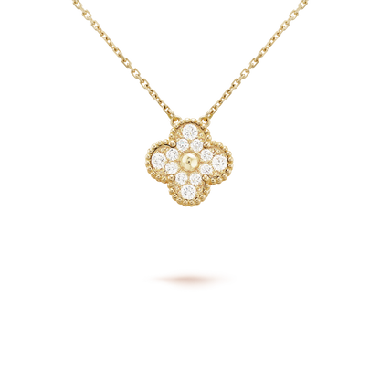 [Polaidi Jewelry]CLOVER 15MM DIAMOND SINGLE FLOWER NECKLACE