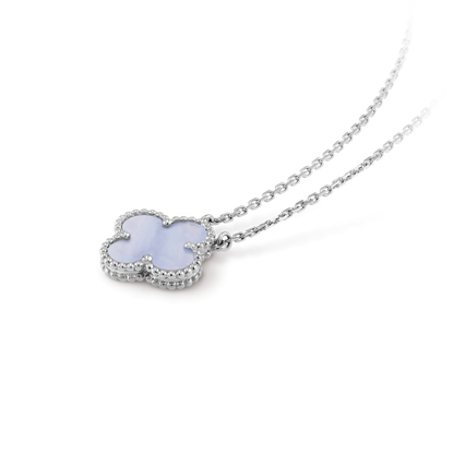 [：Polaidi Jewelry]クローバー 15mm ブルーカルセドニー ネックレス シルバー