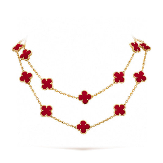 [Polaidi Jewelry]CLOVER 20 MOTIFS CARNELIAN NECKLACE