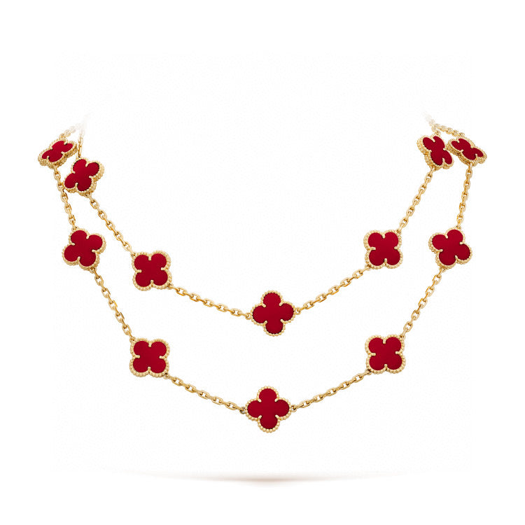 [：Polaidi Jewelry]クローバー 20モチーフ カーネリアン ネックレス