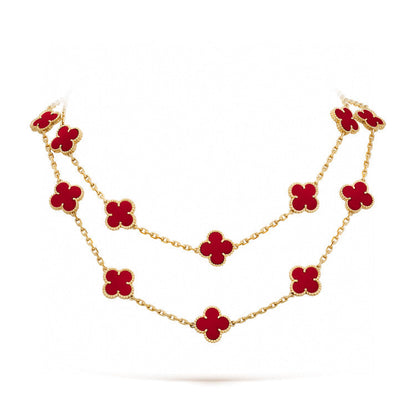[：Polaidi Jewelry]クローバー 20モチーフ カーネリアン ネックレス
