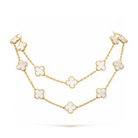 [Perlaura Jewelry ]CLOVER 20 MOTIFS WHITE MOP NECKLACE