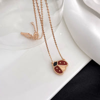 [Perlaura Jewelry ]LUCKY  CARNELIANS LADYBUG NECKLACE