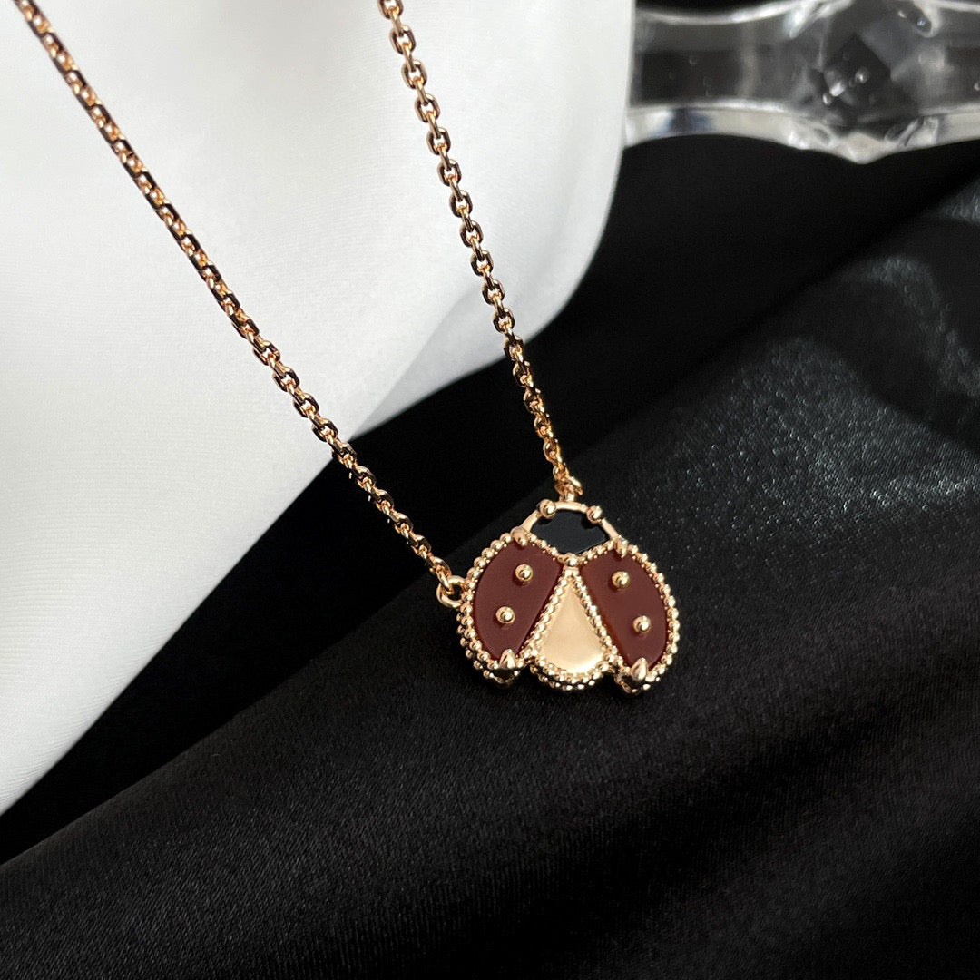 [：Polaidi Jewelry]LUCKY カーネリアン てんとう虫ネックレス