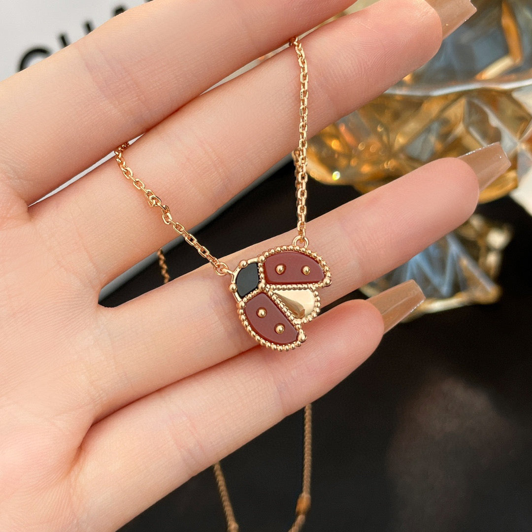 [：Polaidi Jewelry]LUCKY カーネリアン てんとう虫ネックレス