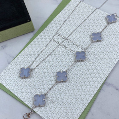 [：Polaidi Jewelry]CLOVER  5 MOTIF PURPLE CHALCEDONY BRACELET SILVER