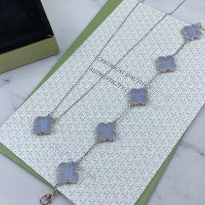 [Polaidi Jewelry] CLOVER 5 MOTIF PURPLE CHALCEDONY BRACELET COLLECTION