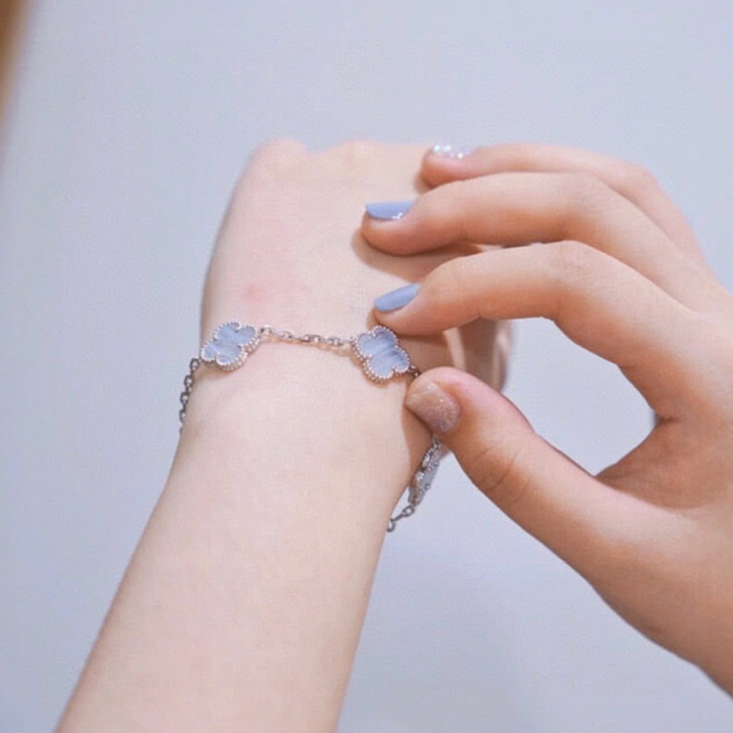 [：Polaidi Jewelry]CLOVER  5 MOTIF PURPLE CHALCEDONY BRACELET SILVER