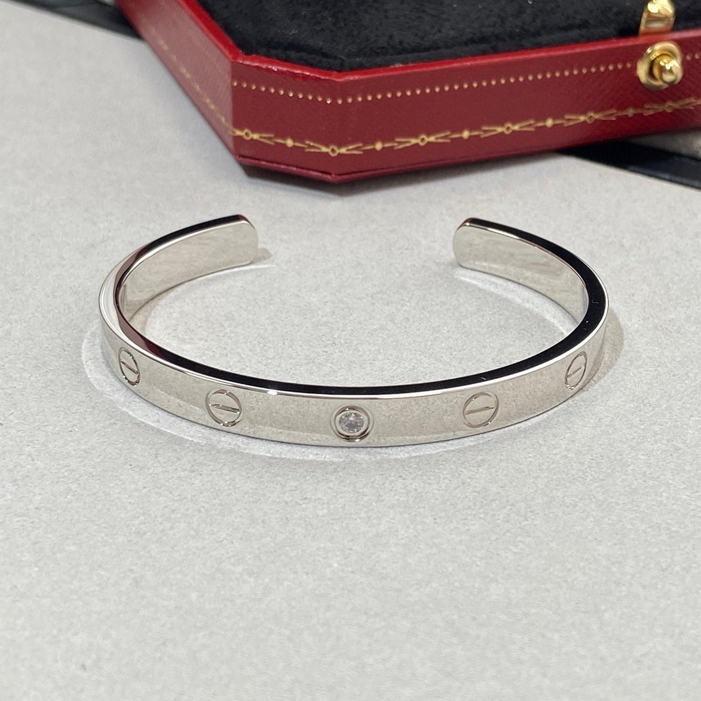 [Polaidi Jewelry]LOVE BRACELET 6.1MM 1 DIAMOND OPEN CUFF