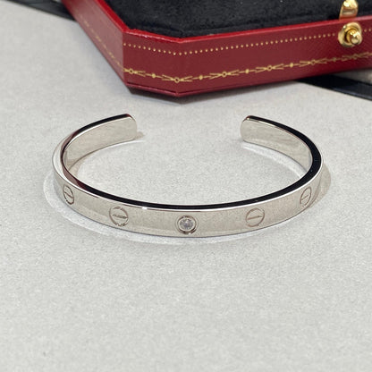 [Polaidi Jewelry]LOVE BRACELET 6.1MM 1 DIAMOND OPEN CUFF