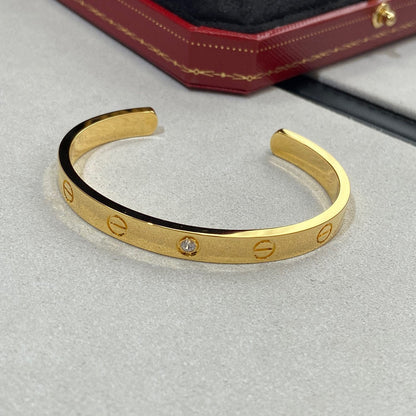 [Polaidi Jewelry]LOVE BRACELET 6.1MM 1 DIAMOND OPEN CUFF