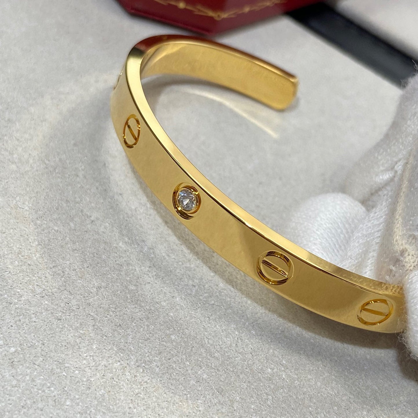 [Polaidi Jewelry]LOVE BRACELET 6.1MM 1 DIAMOND OPEN CUFF