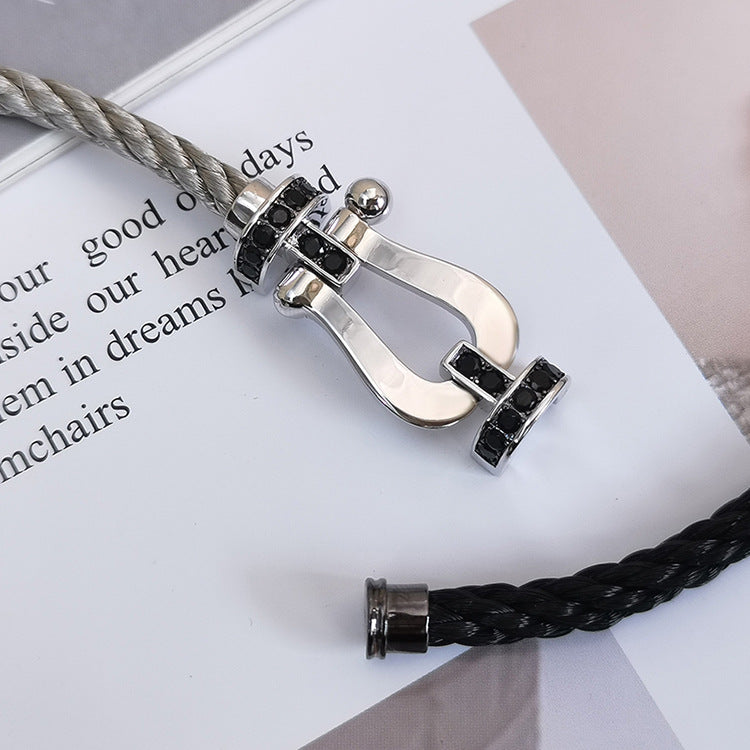 [：Polaidi Jewelry]FORCE LARGE HORSESHOE BLACK DIAMOND BRACELET SILVER