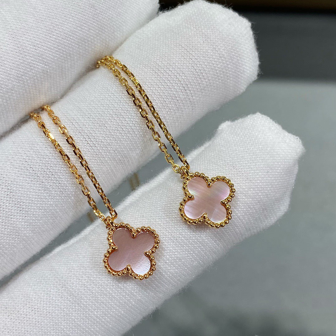 [：Polaidi Jewelry]クローバー 15mm ピンク マザーオブパール 一粒 ネックレス