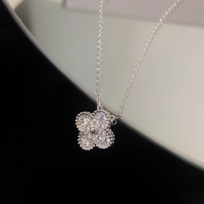 [Polaidi Jewelry]CLOVER 15MM DIAMOND SINGLE FLOWER NECKLACE