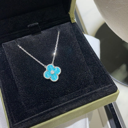 [:Polaidi Jewelry]クローバー 15MM ダイヤモンド SVRES ポーセリン ネックレス シルバー