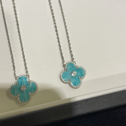 [:Polaidi Jewelry]クローバー 15MM ダイヤモンド SVRES ポーセリン ネックレス シルバー