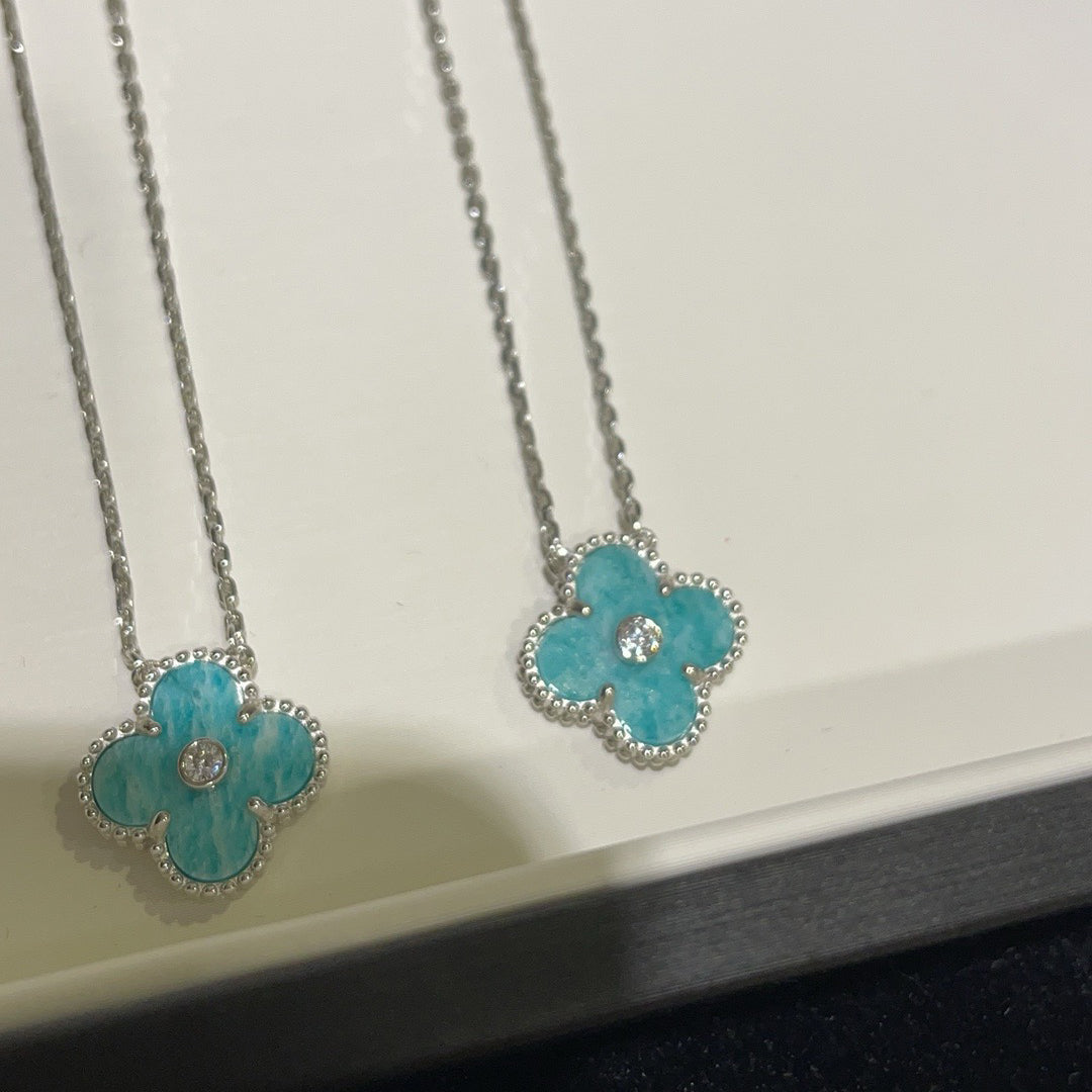 [Polaidi Jewelry]CLOVER 15MM DIAMOND SVRES PORCELAIN  NECKLACE SILVER