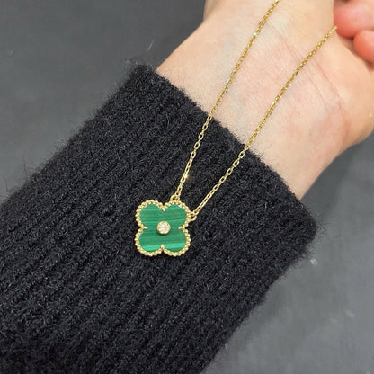 [：Polaidi Jewelry]CLOVER 15MM ダイヤモンド ターコイズ ネックレス