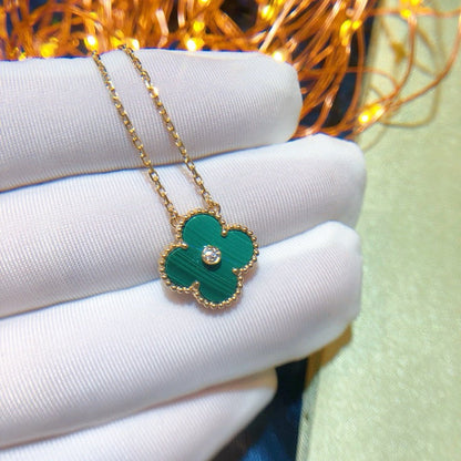 [：Polaidi Jewelry]CLOVER 15MM ダイヤモンド ターコイズ ネックレス