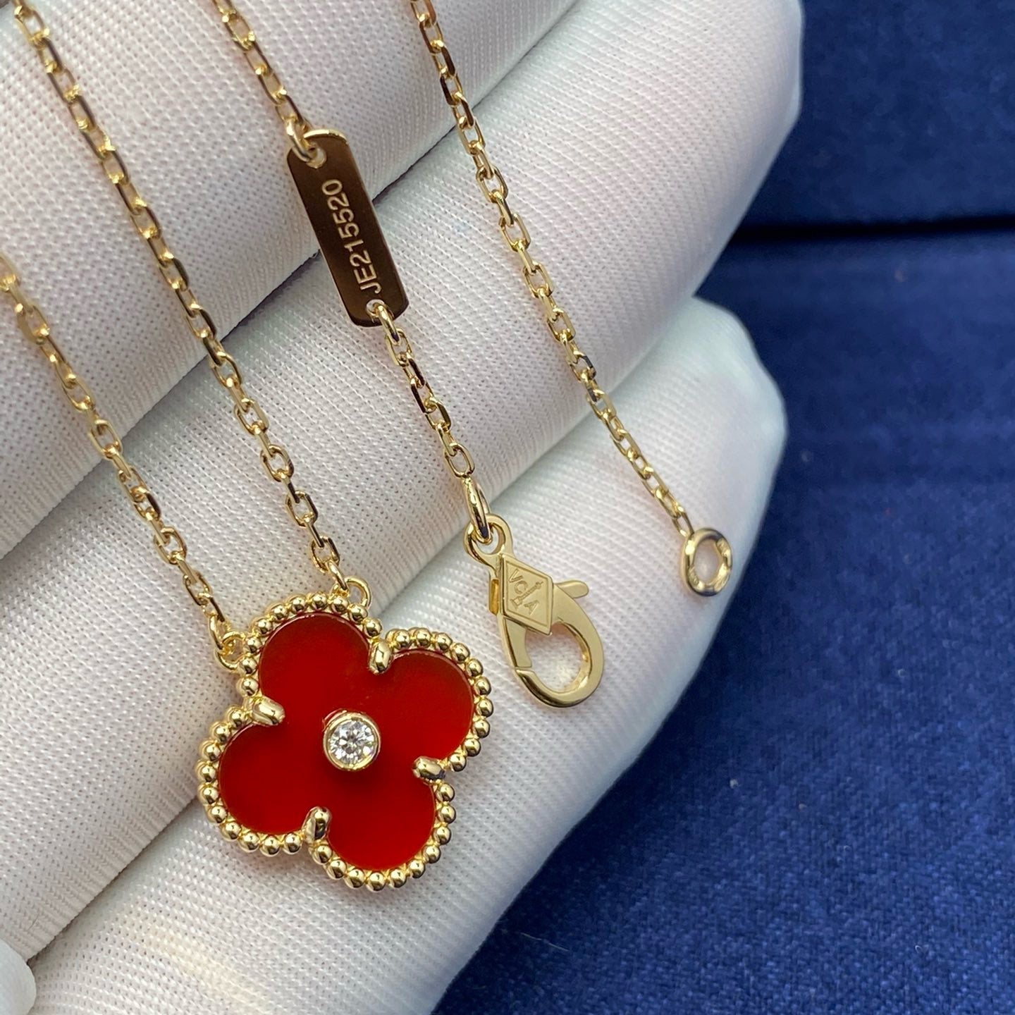 [Polaidi Jewelry]CLOVER 15MM DIAMOND CARNELIAN NECKLACE
